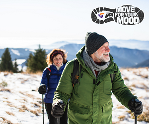 Two people walking outdoors
